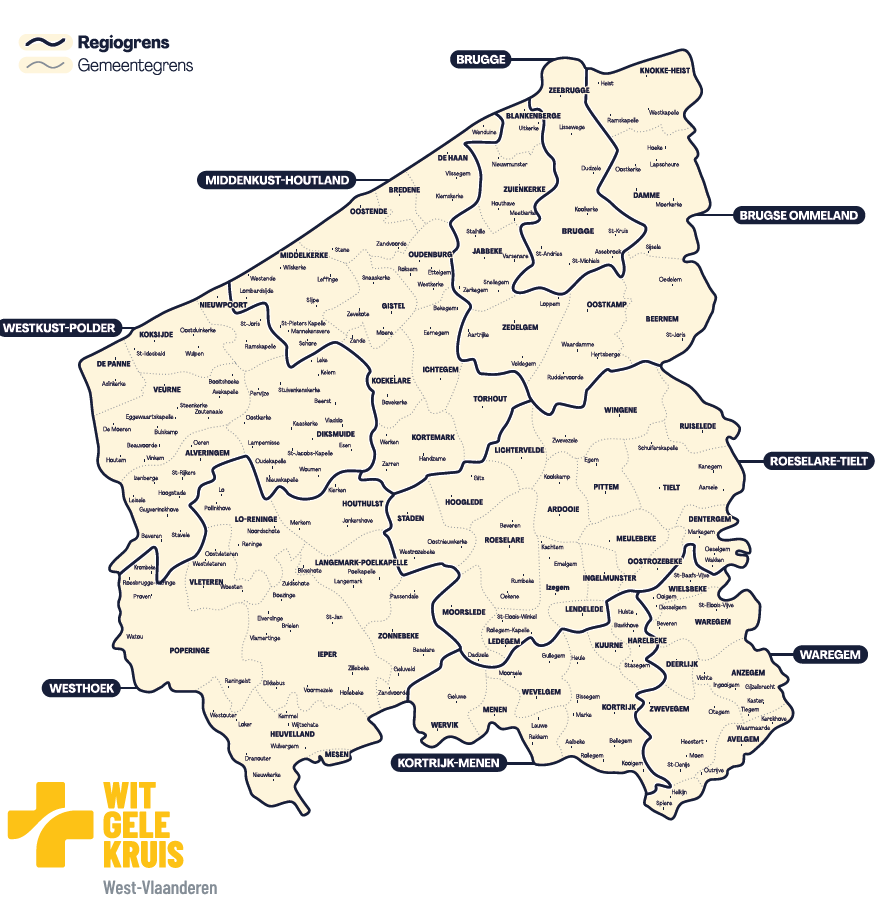 Regiokaart West-Vlaanderen