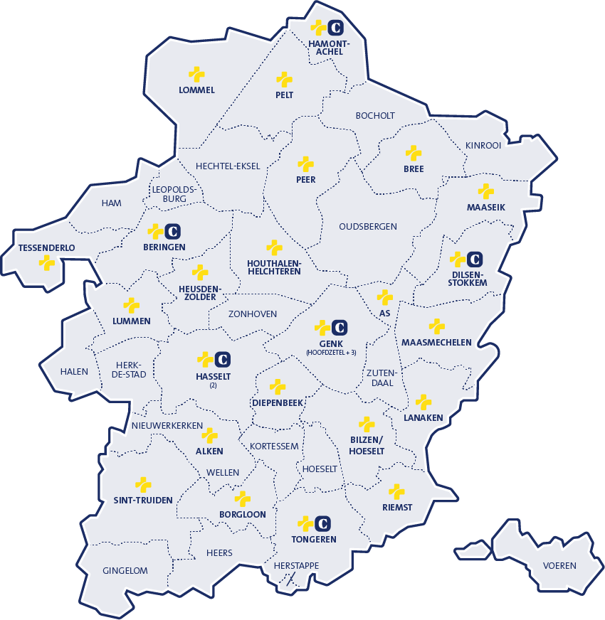 kaart afdelingen WGK Limburg