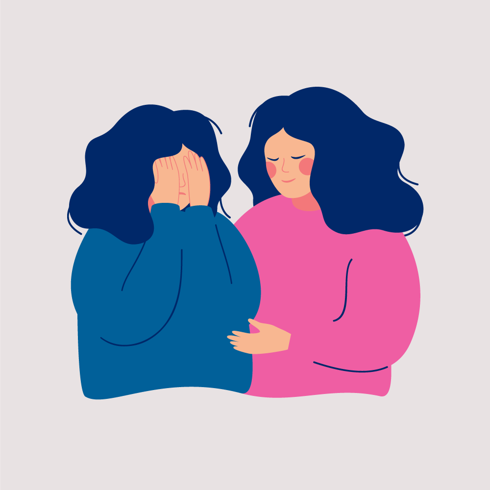 Vrouw ondersteunt andere vrouw bij rouwen Vrouw ondersteunt andere vrouw bij rouwen