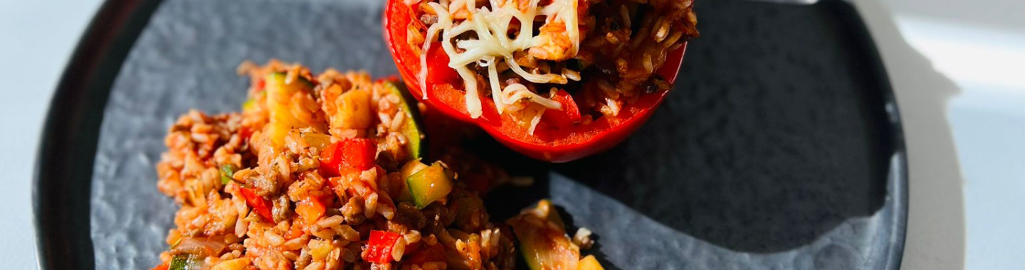 Gevulde paprika’s met rijst en gehakt