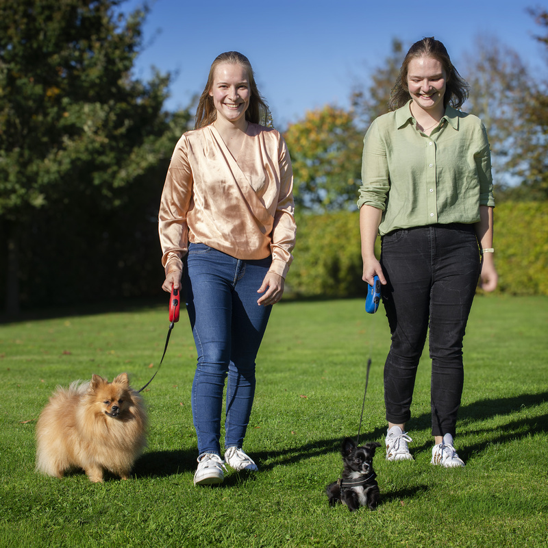 Kimberly en Larissa wandelen met hun honden