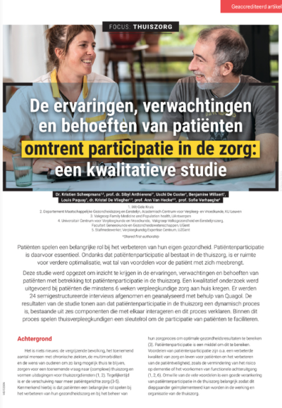 Cover artikel patiëntenparticipatie