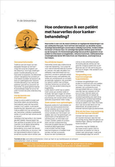 Cover artikel haarverlies bij kankerbehandeling
