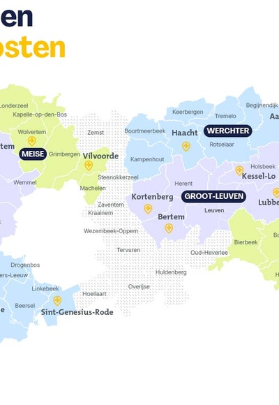 kaart afdelingen vlaams-brabant