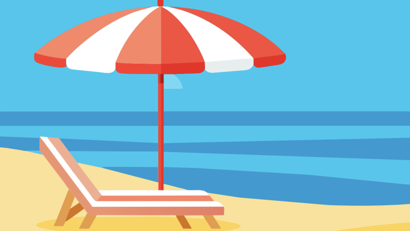 Afbeelding strand met parasol
