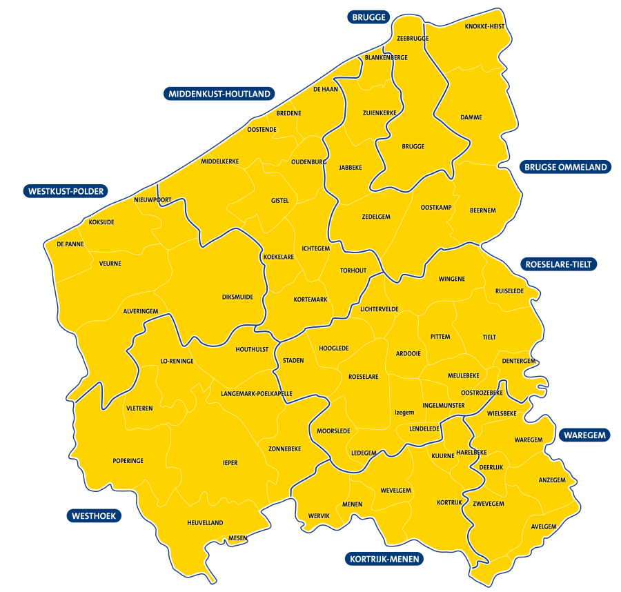 Kaart met de 8 regio's vanaf najaar 2024